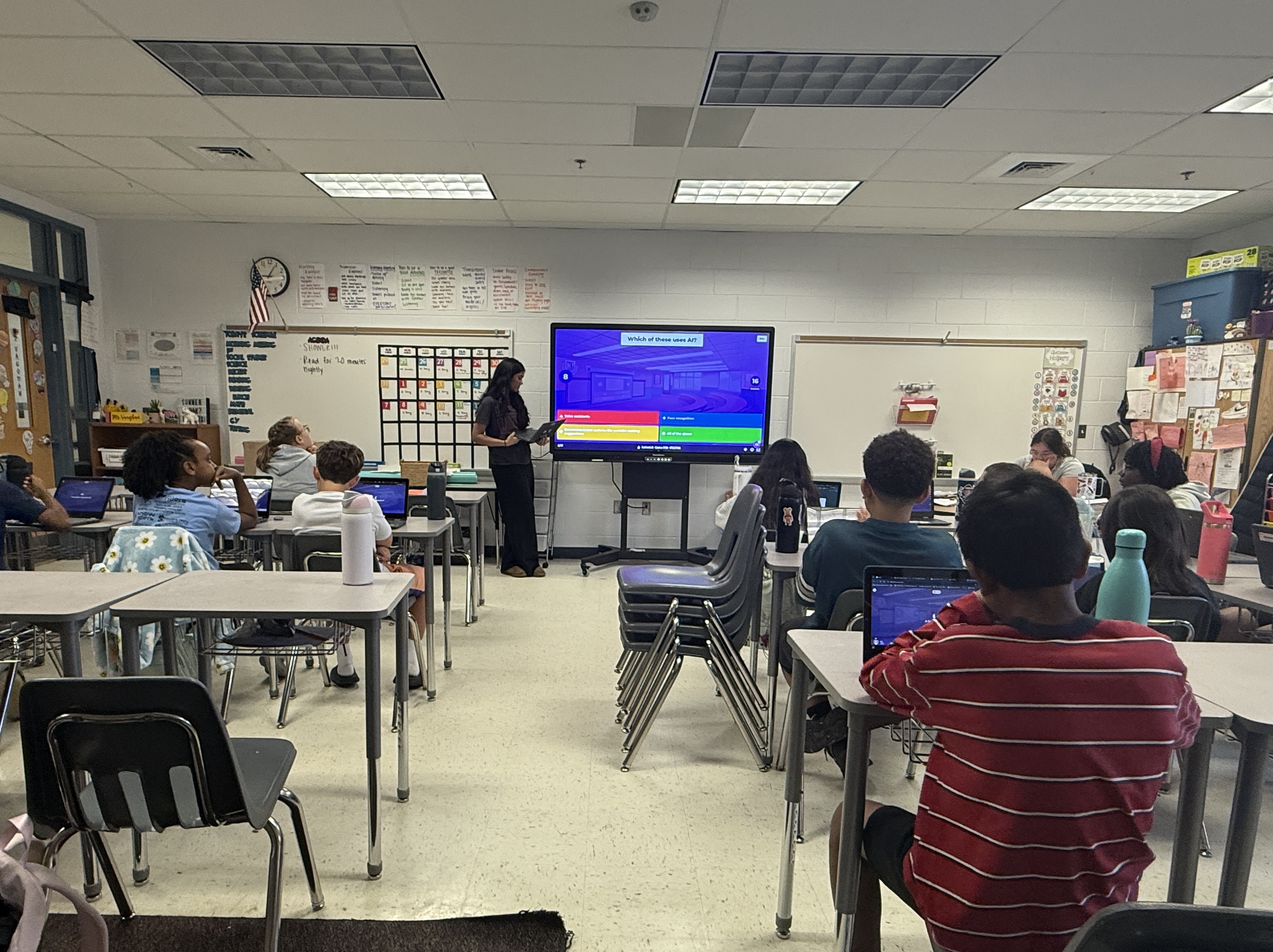 Sharani Chebrolu teaching students about digital safety